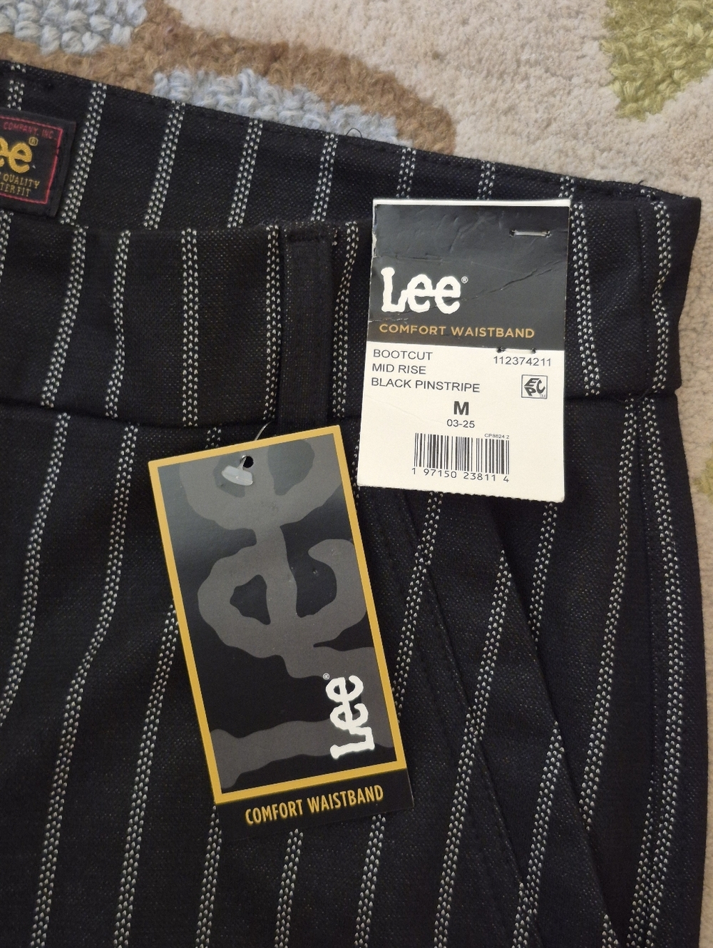 NWT Lee Black Pinstripe Dress Pants Womens Size Medoum - Picture 2 of 10